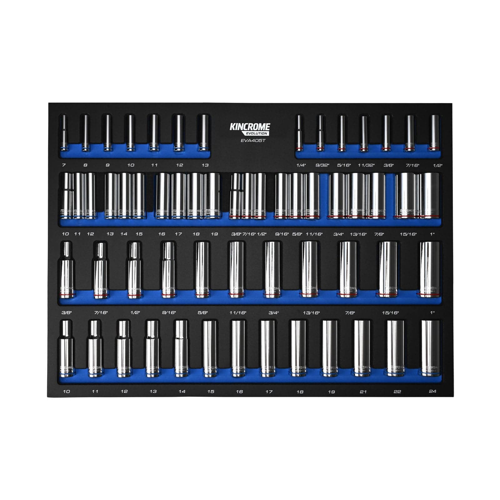 Kincrome EVOLUTION 59 Piece Deep Sockets EVA Tray EVA405T