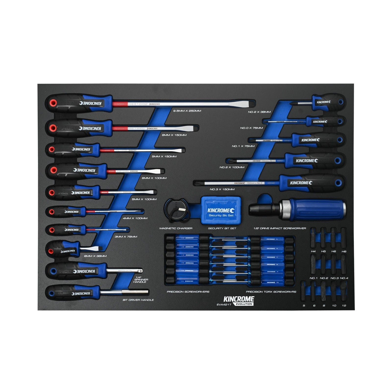 Kincrome EVOLUTION 75Pce TorqueMaster® Screwdrivers & Fastening EVA Tray EVA421T