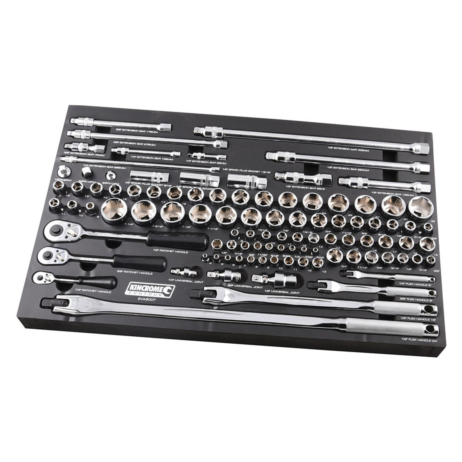 Kincrome CONTOUR® 99 Piece LOK-ON™ Sockets & Accessories EVA Tray EVA600T