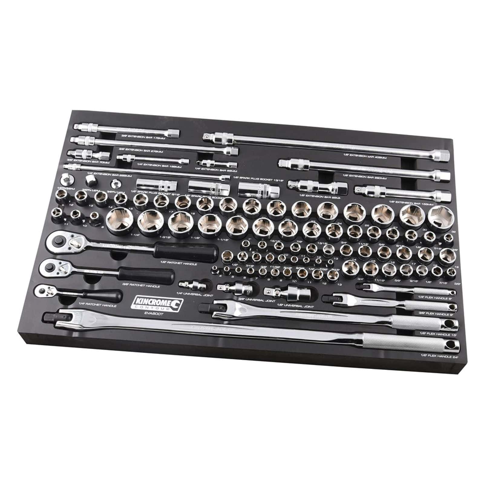 Kincrome CONTOUR® 99 Piece LOK-ON™ Sockets & Accessories EVA Tray EVA600T