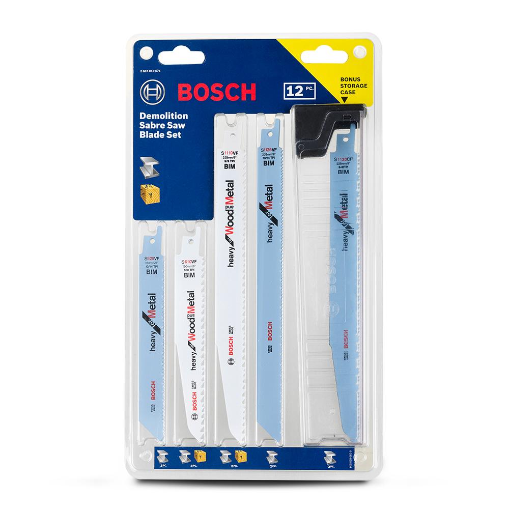 Bosch 12Pce Demolition Wood + Metal Reciprocating Saw Blade Set 2607010671