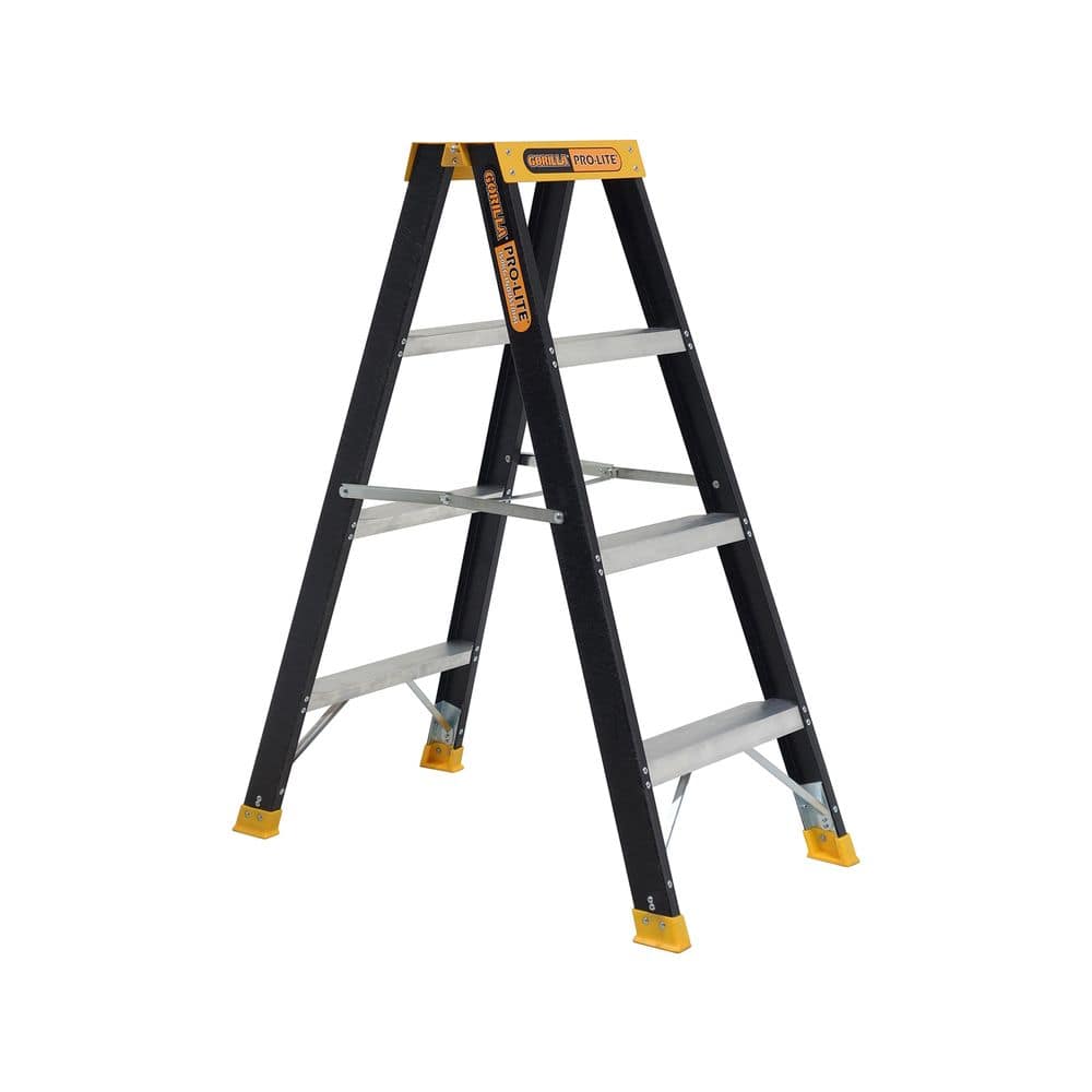 Pro-Lite 4 Step Lightweight Fibreglass Double Sided 150kg Industrial FSM004-PRO by Gorilla