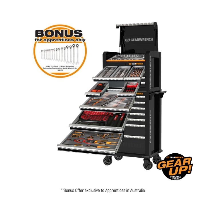 GEARWRENCH 332 Piece Combination Tool Kit, 28" (711mm) Tool Chest and Trolley 77015