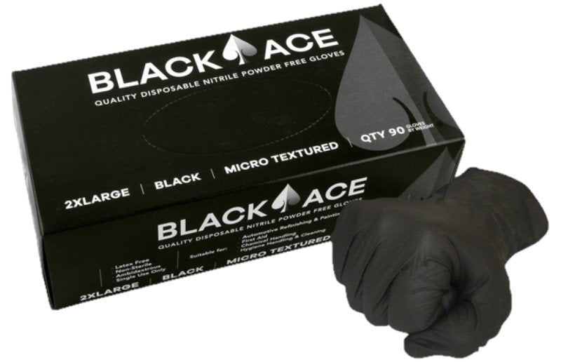 Black Nitrile Disposable Gloves by Black Ace