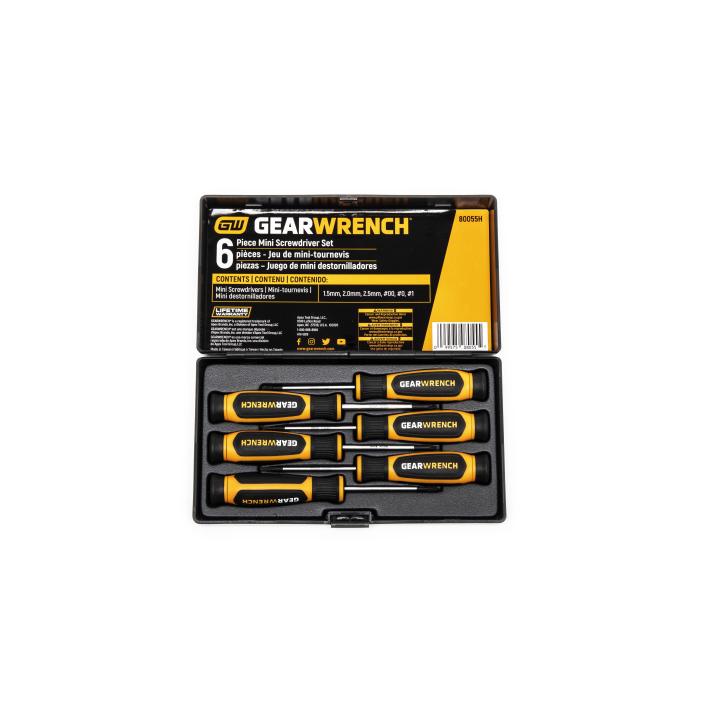 6Pce Phillips®/Slotted Mini Dual Material Screwdriver Set 80055H by GEARWRENCH