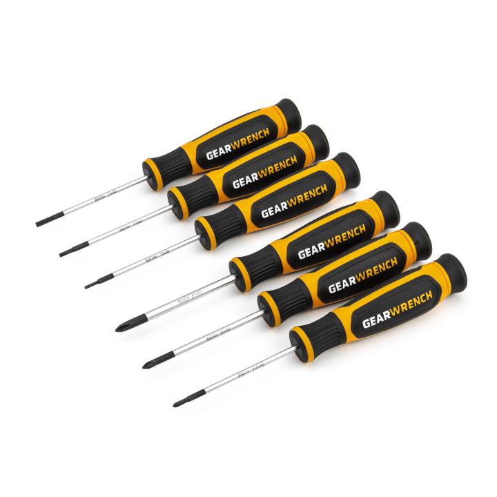 6Pce Phillips®/Slotted Mini Dual Material Screwdriver Set 80055H by GEARWRENCH