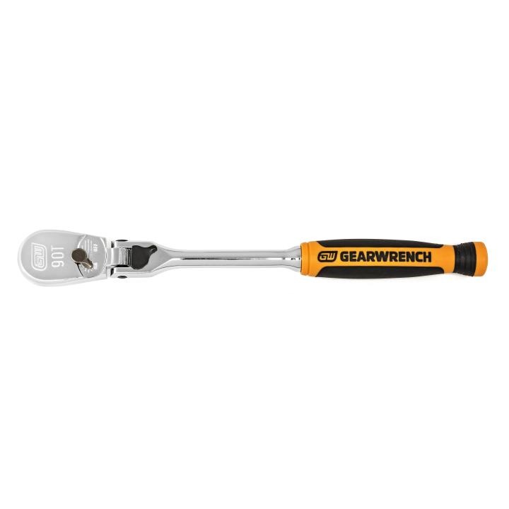 GEARWRENCH 2Pce 1/4” and 3/8” Drive 90-Tooth Dual Material Locking Flex Head Teardrop Ratchet Set 81275T