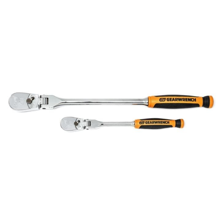 1/4” & 3/8” Drive 90-Tooth Dual Material Flex Head Teardrop Ratchet 2Pce Set 81204T by GEARWRENCH
