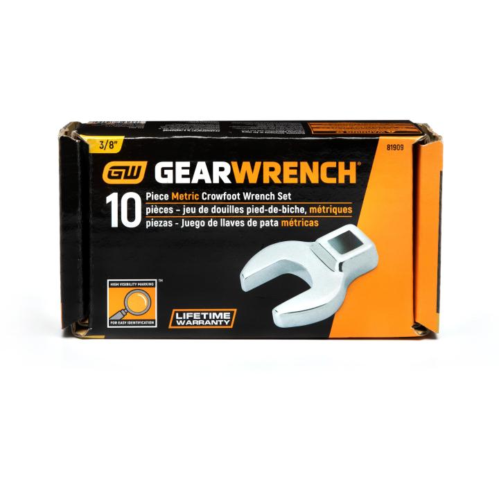 3/8” Drive Crowfoot Metric Wrench 10pce Set 81909 by Gearwrench