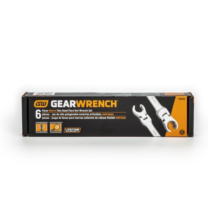 GEARWRENCH 6Pce Flex Head Flare Nut Metric Wrench Set 81911D