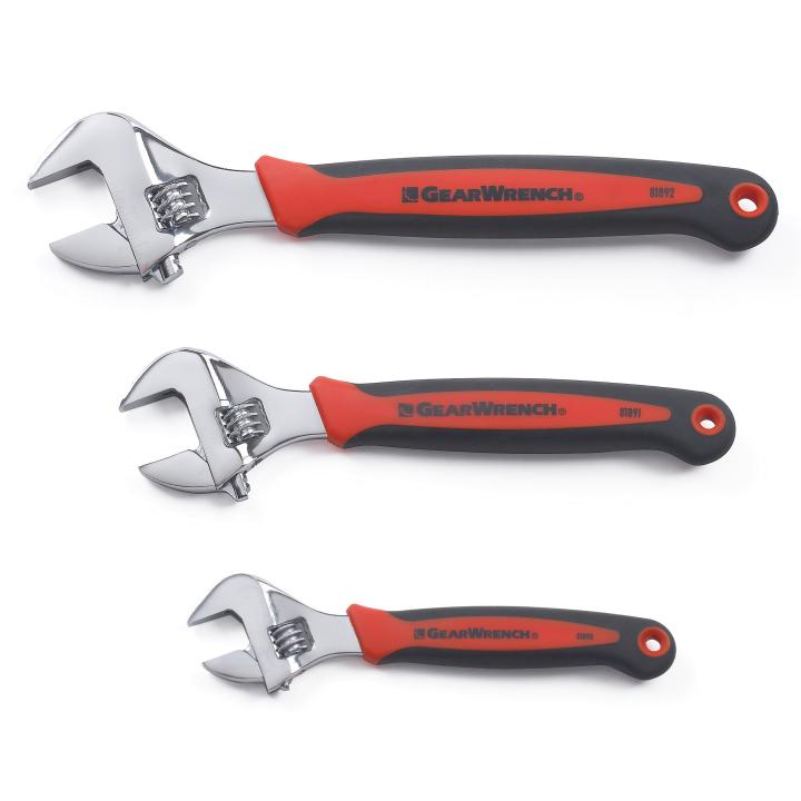 3Pce 6”, 8” & 10” Adjustable Dual Material Wrench Set 81990 by GEARWRENCH