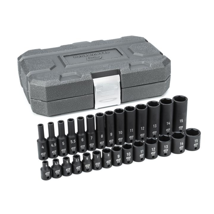 Gearwrench 28Pce 1/4" Drive 6-Point Metric Standard & Deep Impact Socket Set 84901