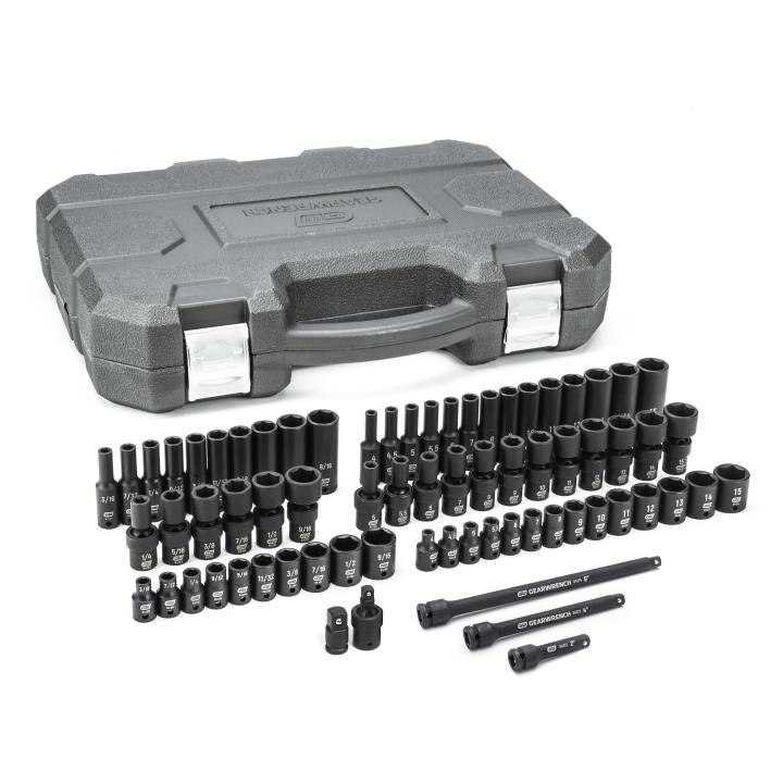 1/4” Drive 6 Point Standard & Deep Universal Impact Metric & SAE Socket Set 71Pce - 84903 by GEARWRENCH