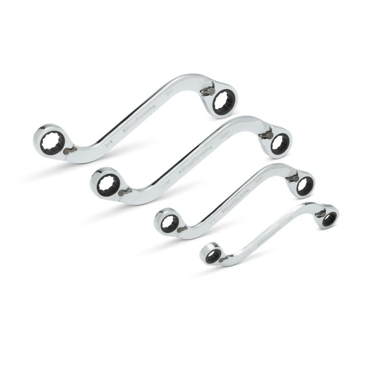 72-Tooth 12 Point Reversible S-Shape Double Box Ratcheting SAE Wrench Set, 4Pce - 85399 by GEARWRENCH
