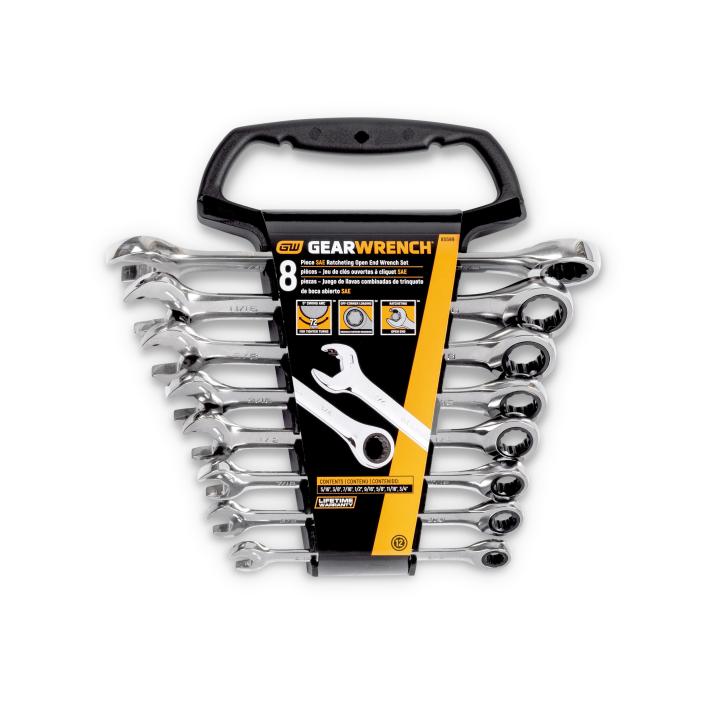 72-Tooth 12 Point Open End Ratcheting Combination SAE Wrench Set 8Pce - 85599 by GEARWRENCH