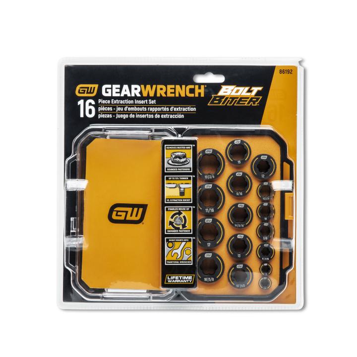 GEARWRENCH 16Pce Bolt Biter™ SAE/Metric Wrench Insert Set 86192