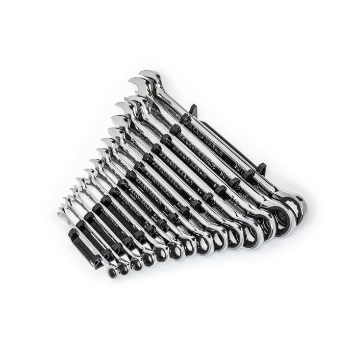 GEARWRENCH 16Pce 90-Tooth 12 Point Flex Head Ratcheting Combination Metric Wrench Set 86728