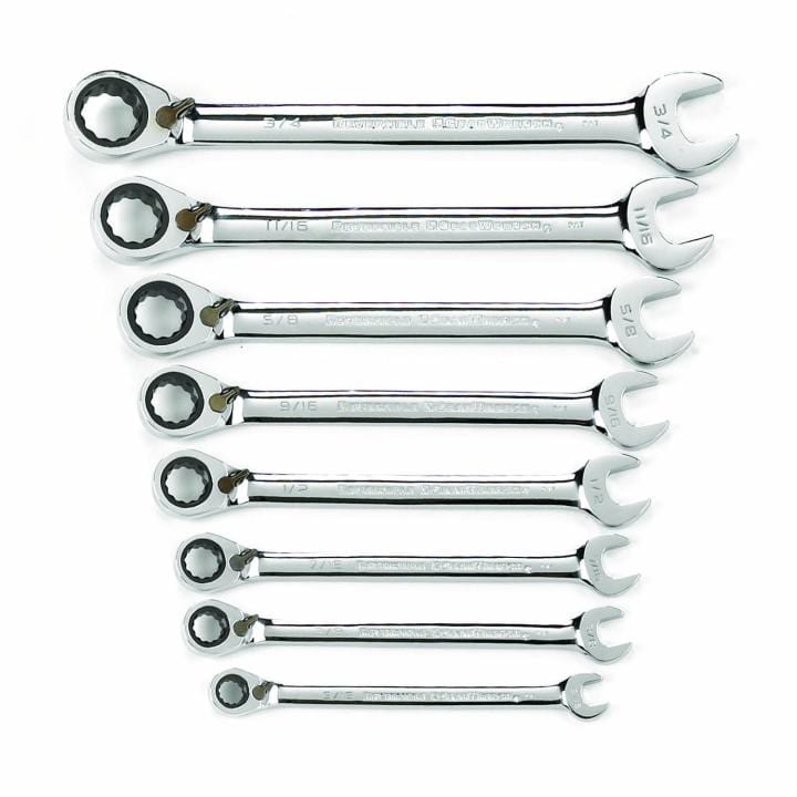 72-Tooth 12 Point Reversible Ratcheting Combination SAE Wrench Set 8Pce - 9533N by GEARWRENCH
