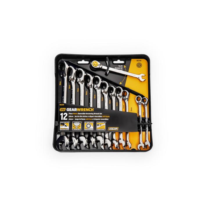 12 Piece 72-Tooth 12 Point Reversible Ratcheting Combination Metric Wrench Set 9620N by GEARWRENCH