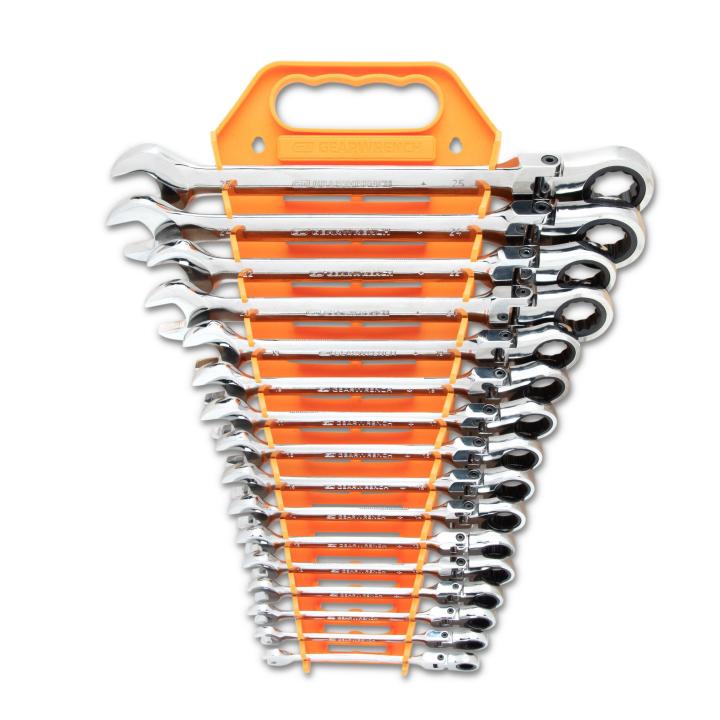 16Pce 72-Tooth 12 Point Flex Head Ratcheting Combination Metric Wrench Set 9902D by GEARWRENCH
