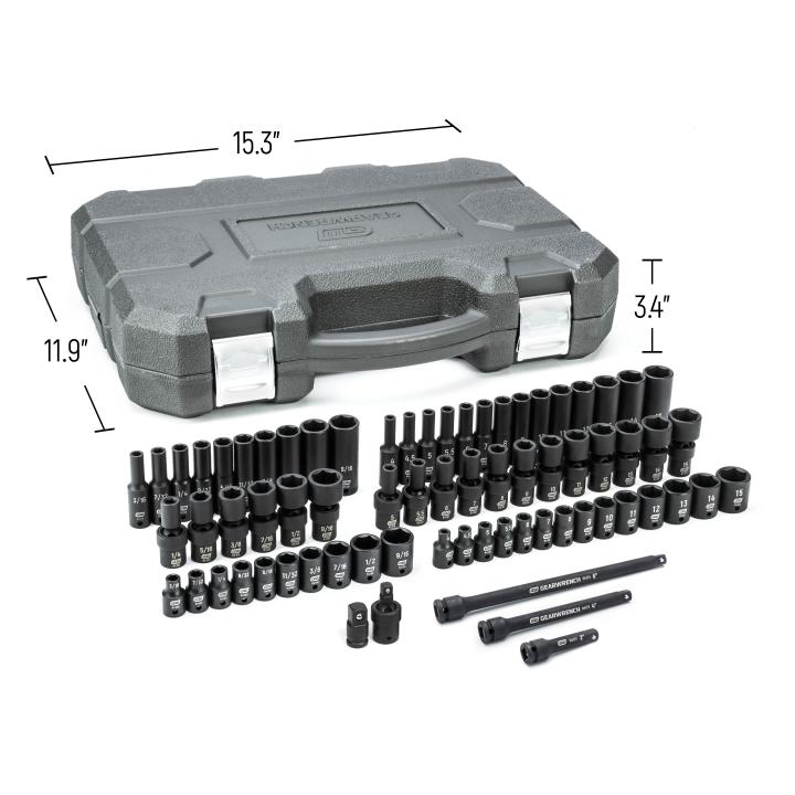 1/4” Drive 6 Point Standard & Deep Universal Impact Metric & SAE Socket Set 71Pce - 84903 by GEARWRENCH