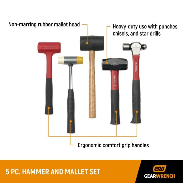 Hammer and Mallet Set 5Pce 82303D by GEARWRENCH
