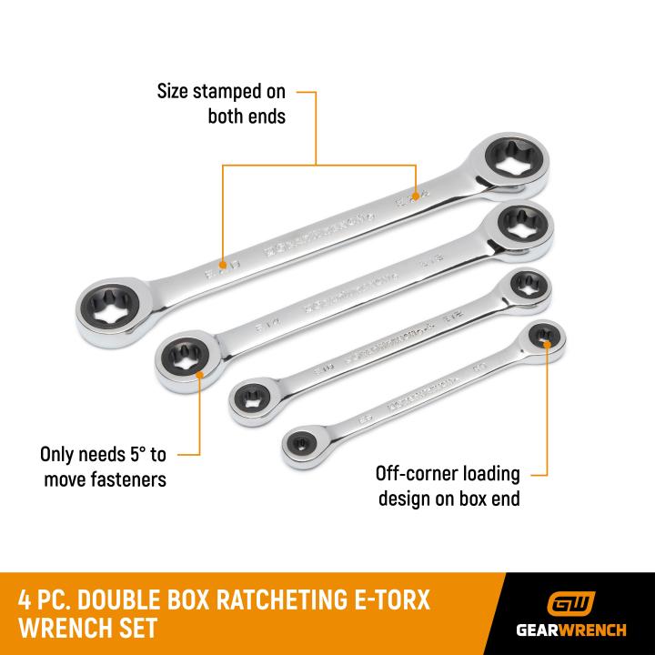Double Box Ratcheting E-Torx® Wrench Set4Pce - 9224D by GEARWRENCH