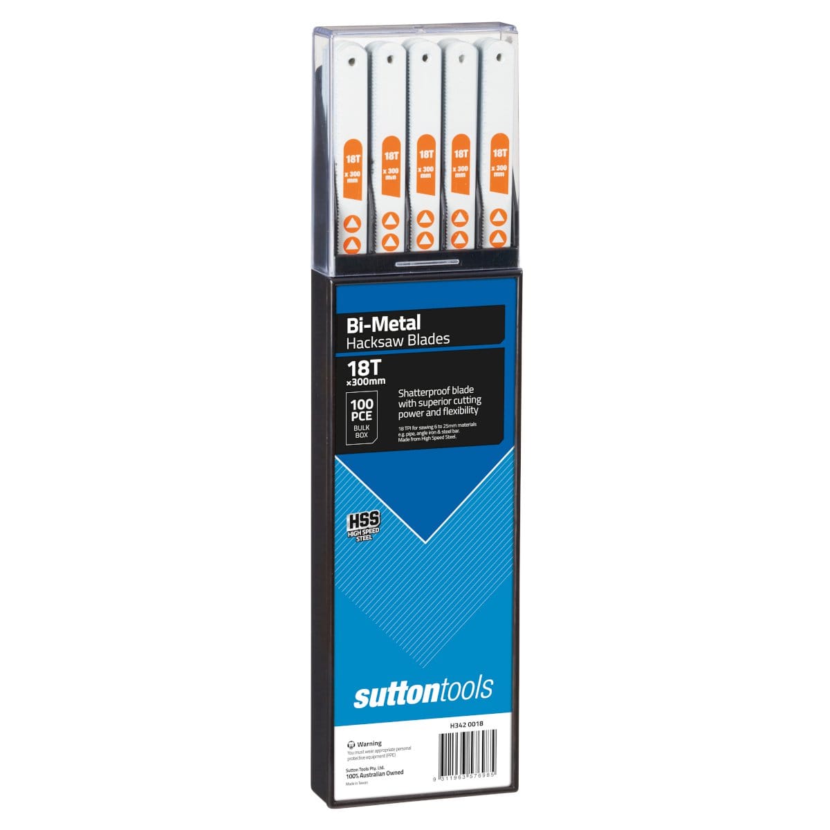 100Pce 300mm 24TPI Bi-Metal Hacksaw Blade Set H3420024 by Sutton