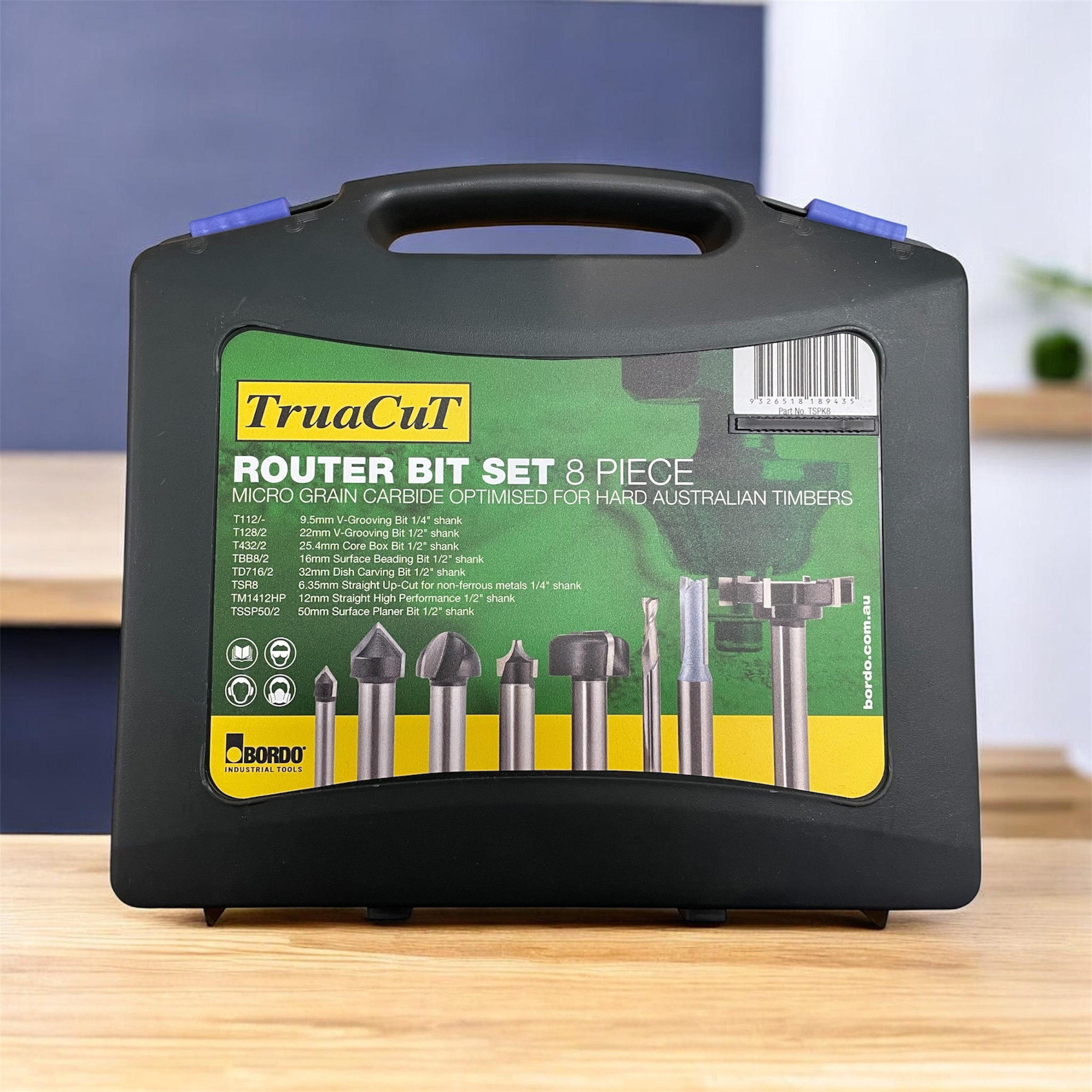 ToughCut/Truacut 6mm (1/4") + 12.7mm (1/2") Shank CNC Router Bit Starter Set (8Pce) TSPK8