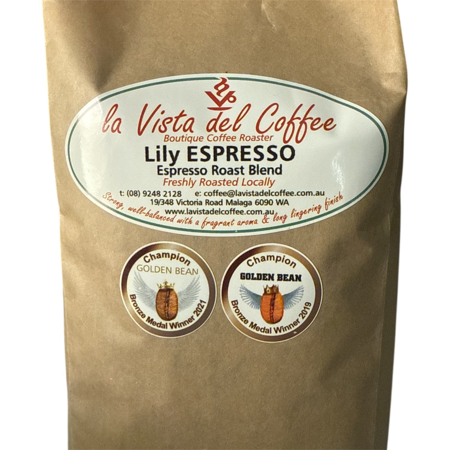 La Vista Del Coffee 1kg Bag of Lily Espresso Roast Blend Coffee Beans