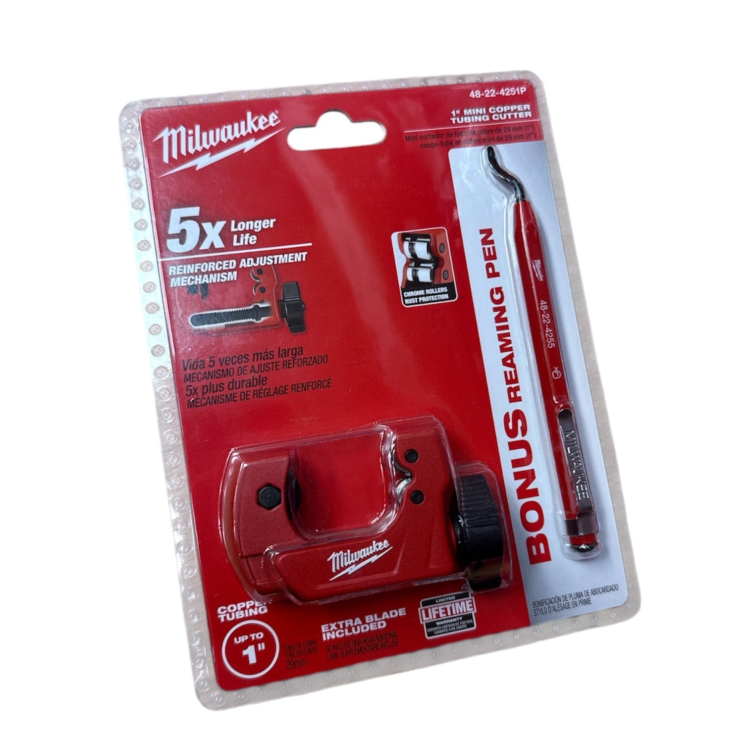 Milwaukee Mini Copper Tubing Cutter 25.4mm (1") with Bonus Hand Reamer 48224251P *Limited Edition*