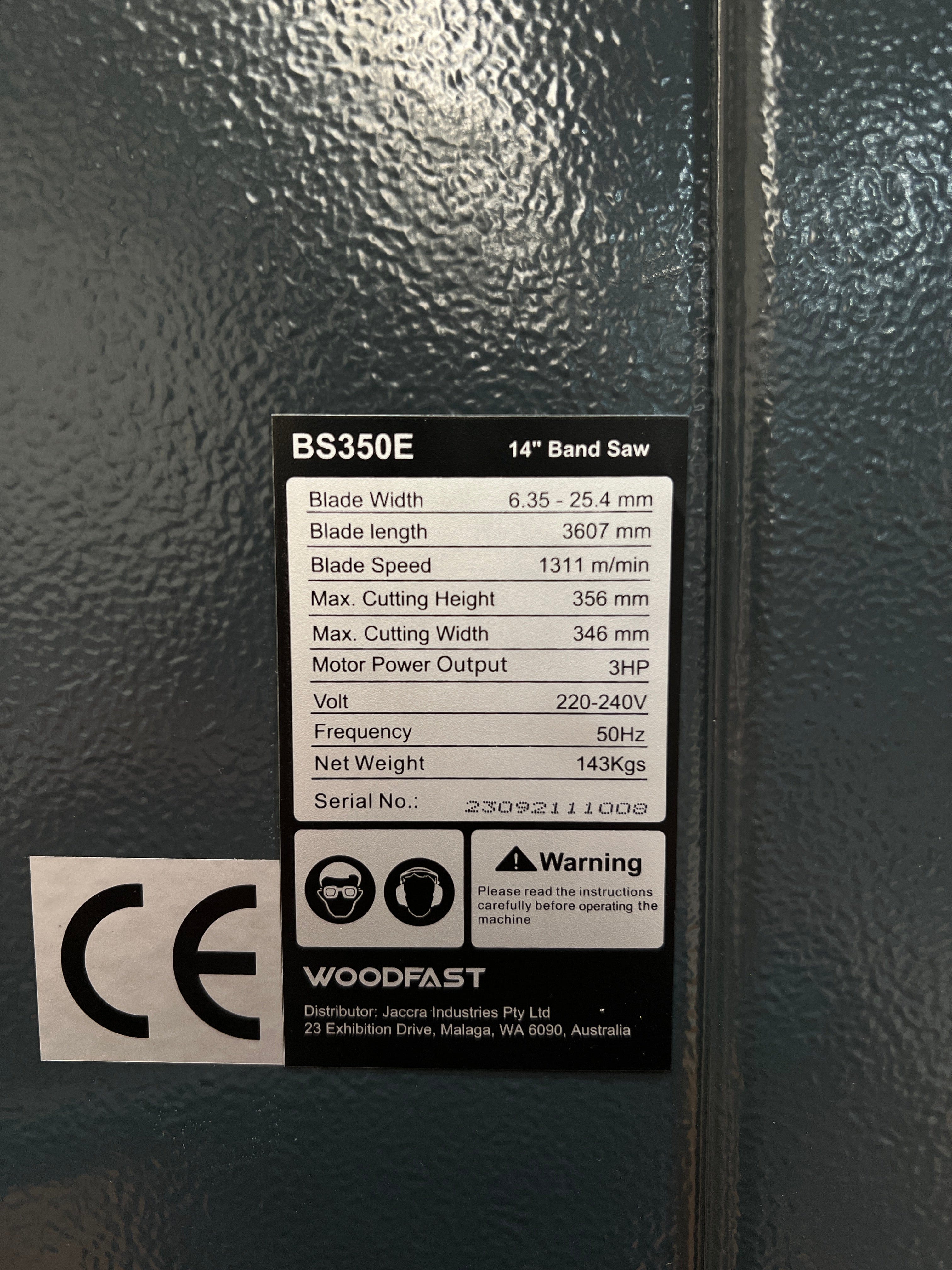 Woodfast 350mm (14") Professional Bandsaw 3HP 240V BS350E *New Arrival*