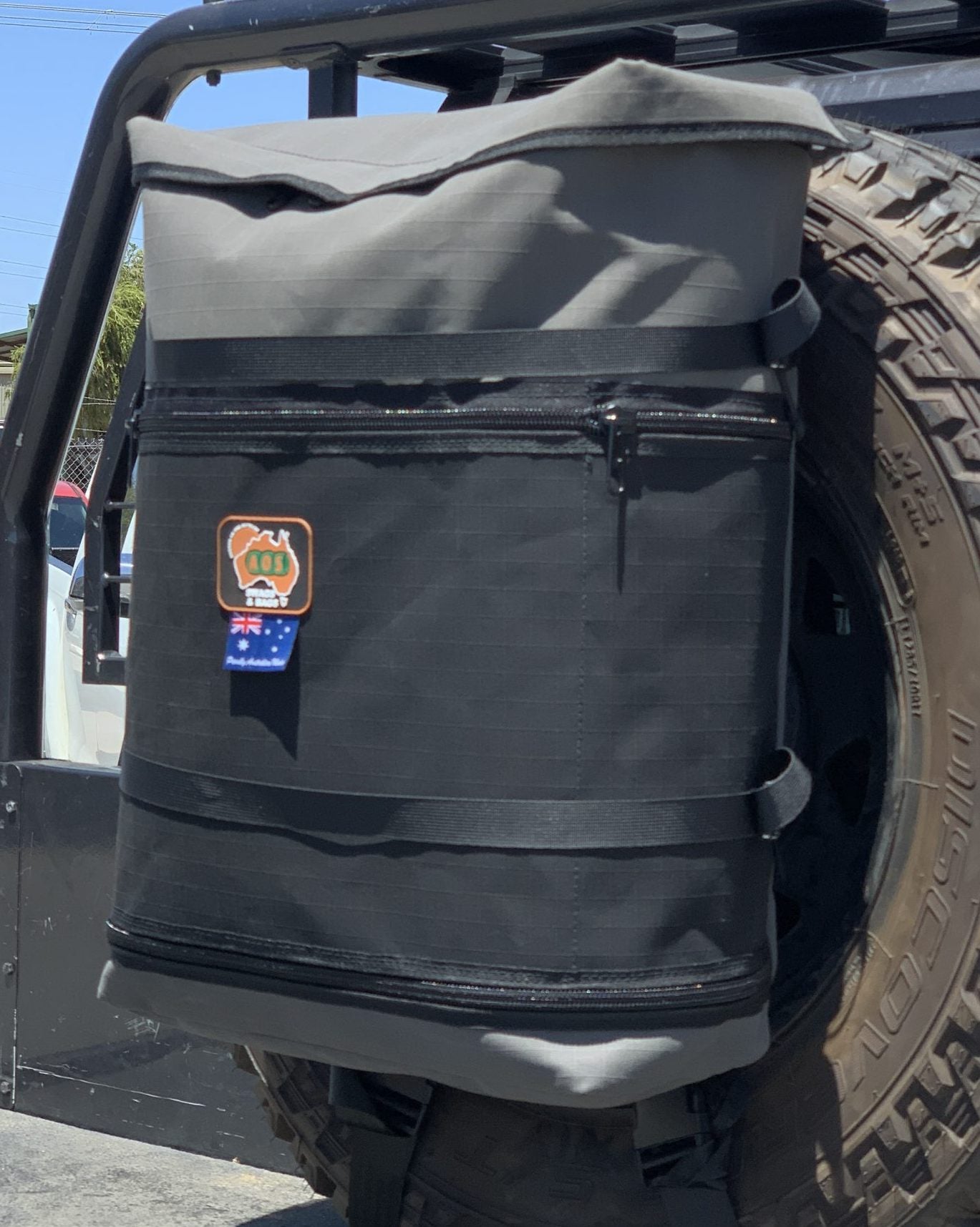 AOS Spare Wheel Bin Bag 45L Heavy Duty 4WD Storage – Australian Made – Fits 35” Tyres