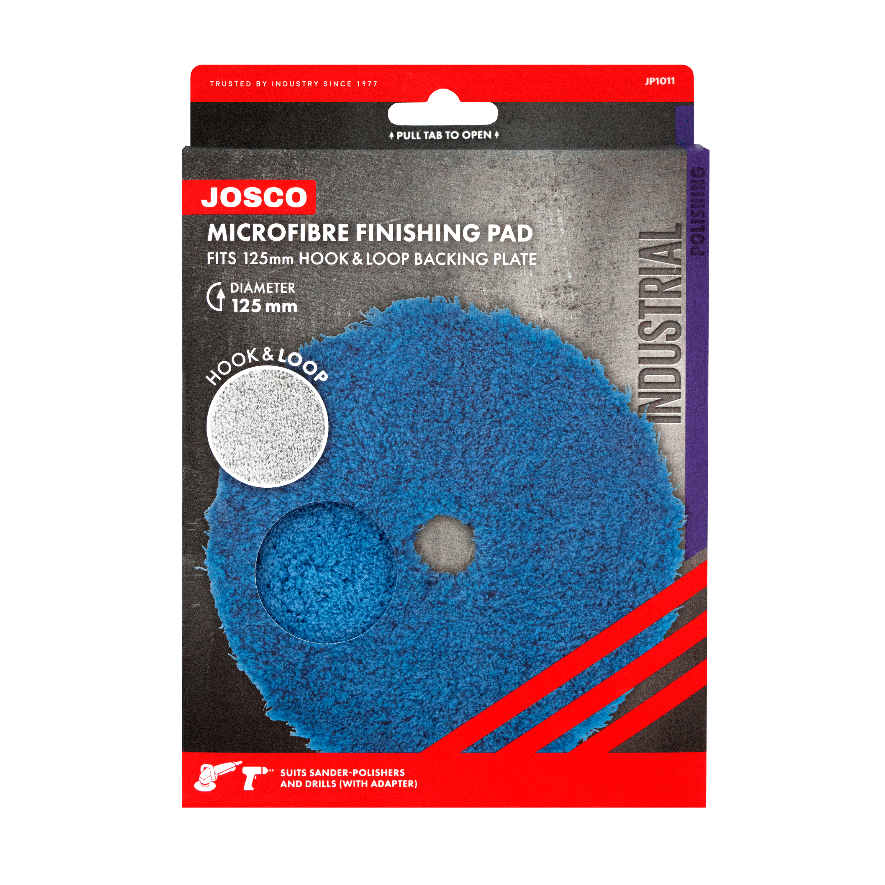 125mm Microfibre Finishing Pad Hook & Loop JP1011 by Josco