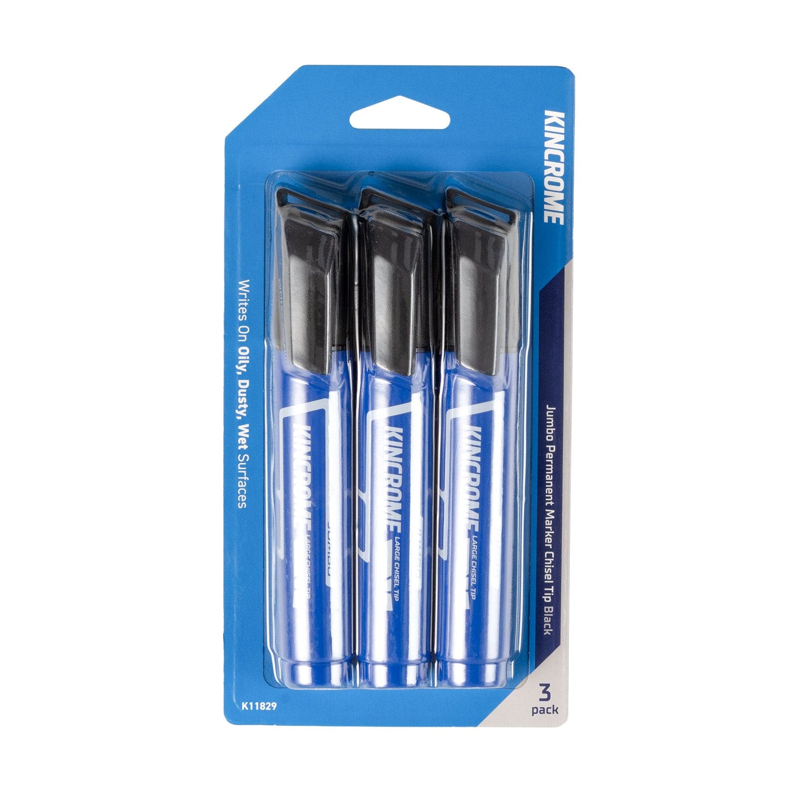 Kincrome Jumbo Black Permanent Marker Chisel Tip | 1 or 3 Pack