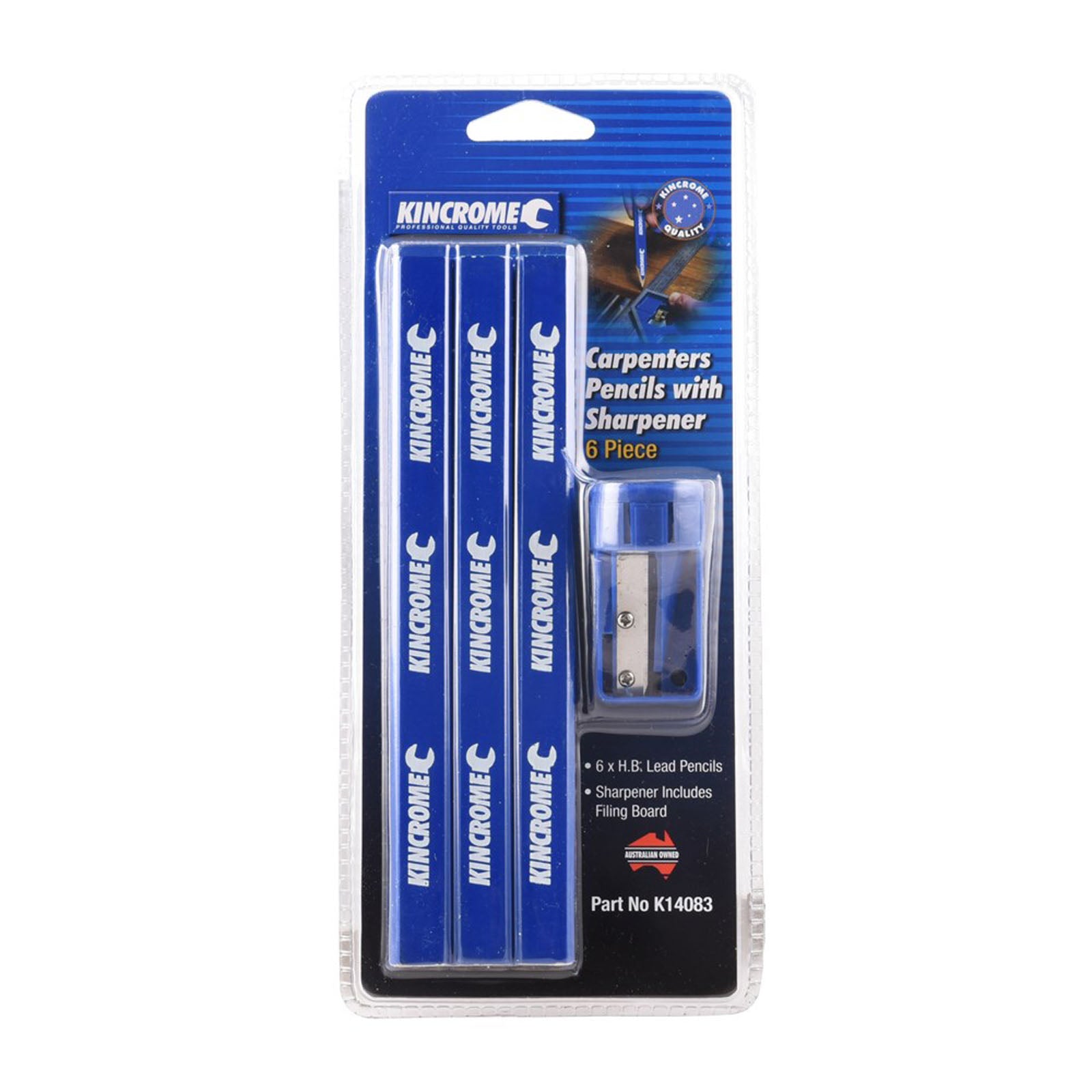 Kincrome Carpenters Pencils Pack of 7 with Sharpener K14083