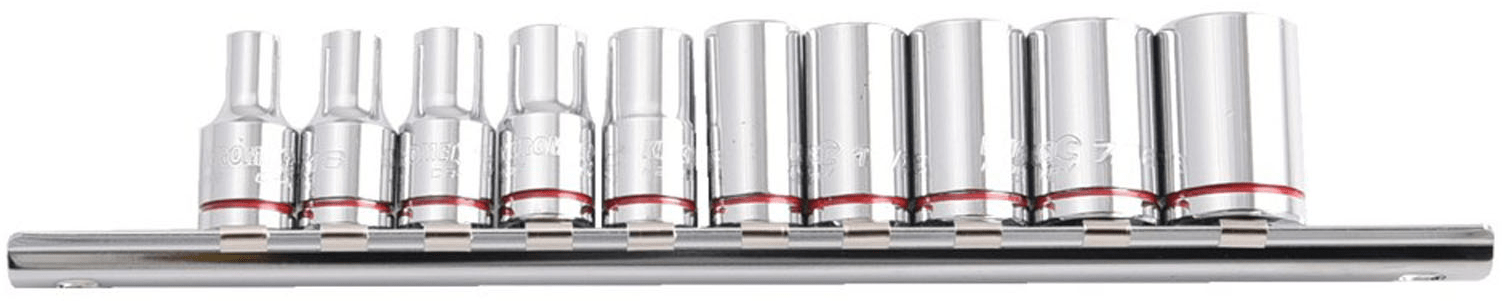 10 Pce 1/4" Square Drive Socket Set On Rail (Imperial) K2171 by Kincrome