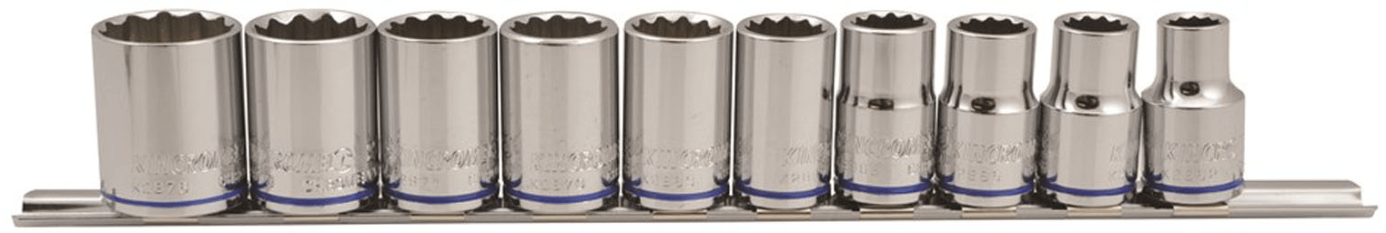 10 Pce 1/2" Square Drive Socket Set On Rail (Metric) K2174 by Kincrome