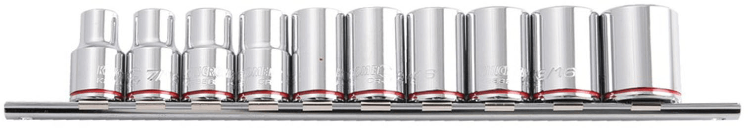 10 Pce 1/2" Square Drive Socket Set On Rail (Imperial) K2175 by Kincrome
