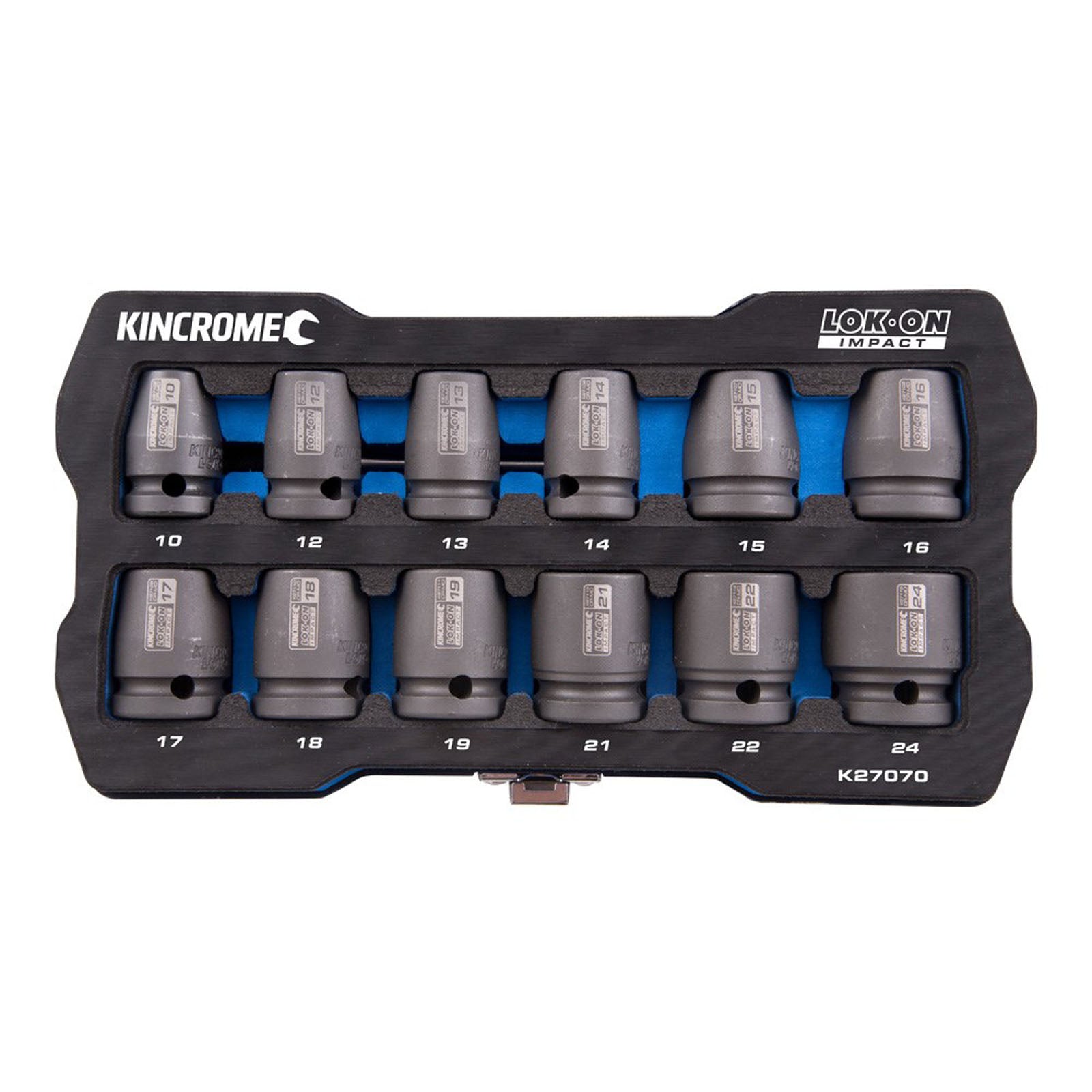 Kincrome 12Pce 1/2" Drive 10-24mm Metric Lokon Impact Socket Set K27070
