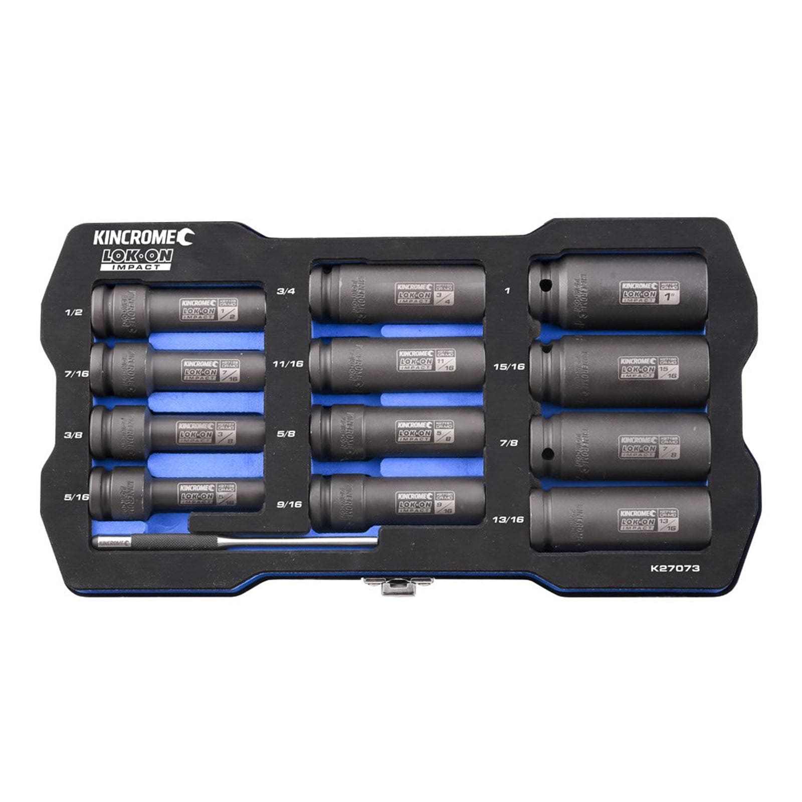 LOK-ON Deep Impact Socket Set 12 Piece 1/2" Drive - K27073 by Kincrome