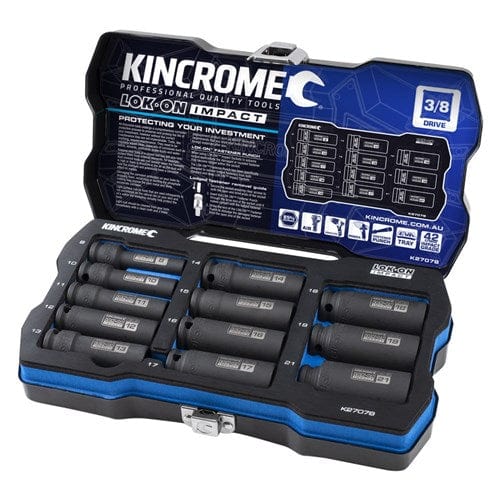 LOK-ON™ Deep Impact Socket Set 12 Pce 3/8" Drive Metric - K27078 by Kincrome