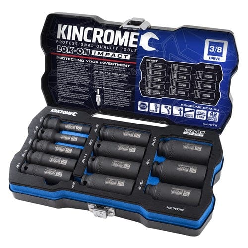 LOK-ON™ Deep Impact Socket Set 12 Pce 3/8" Drive Imperial - K27079 by Kincrome