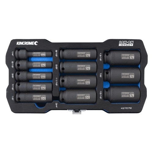 LOK-ON™ Deep Impact Socket Set 12 Pce 3/8" Drive Imperial - K27079 by Kincrome