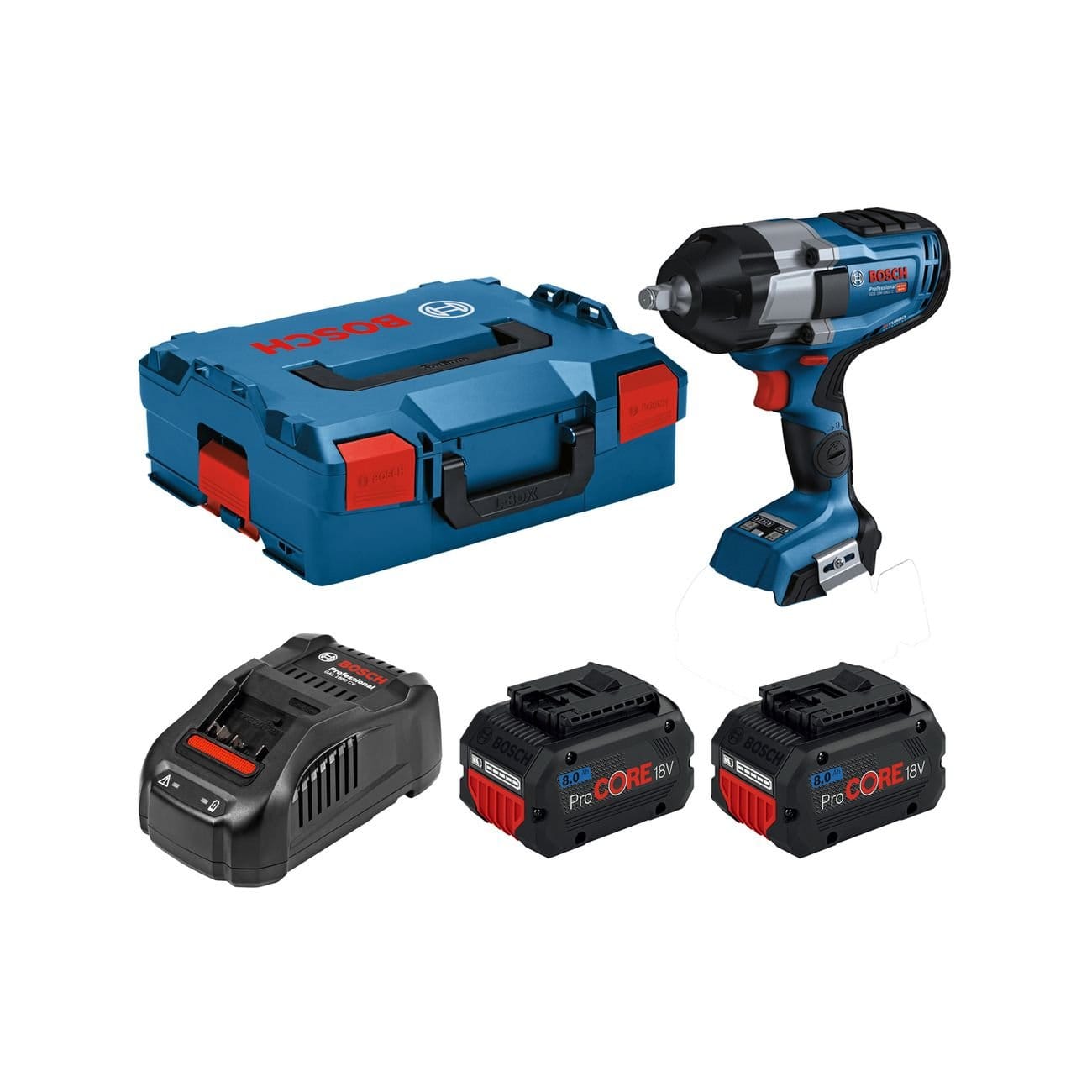 Bosch 18V Professional BITURBO 2x 8.0Ah 1/2" Impact Wrench Kit 0615990M65