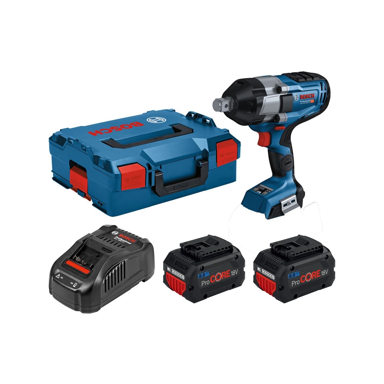 Bosch 18V Professional BITURBO 2x 8.0Ah 3/4" Impact Wrench Kit 0615990M67