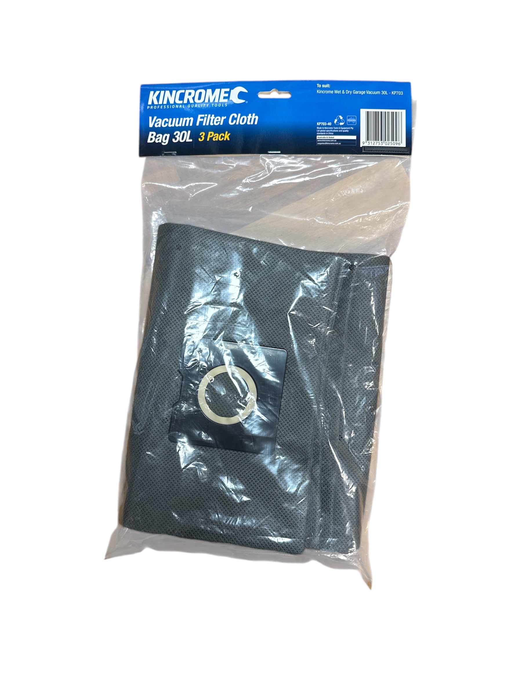 Kincrome Cloth Filter Vacuum Bags (3Pce) suit KP702 / KP703 / KP704 / KP705 Wet & Dry Vacuums