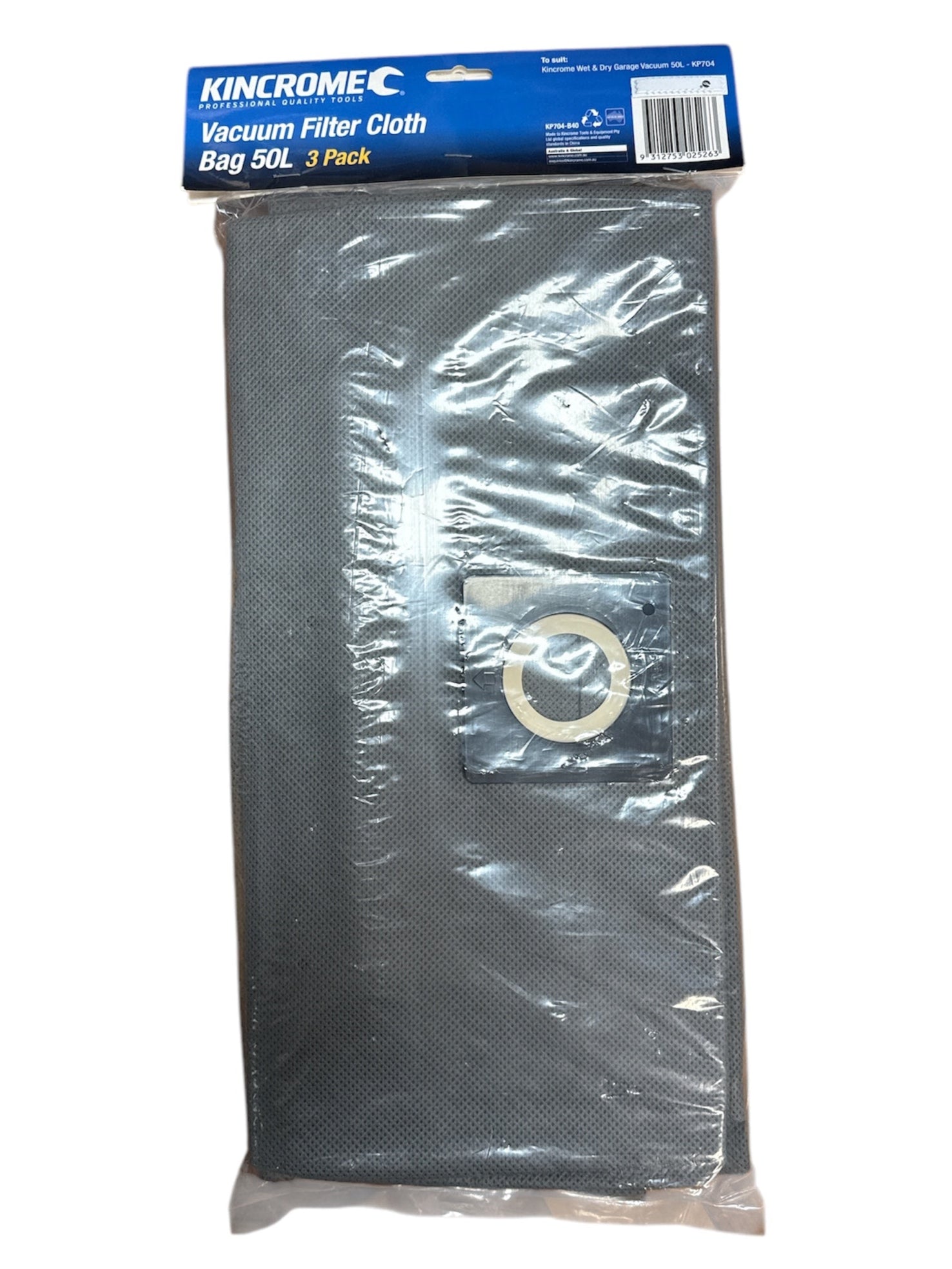 Kincrome Cloth Filter Vacuum Bags (3Pce) suit KP702 / KP703 / KP704 / KP705 Wet & Dry Vacuums