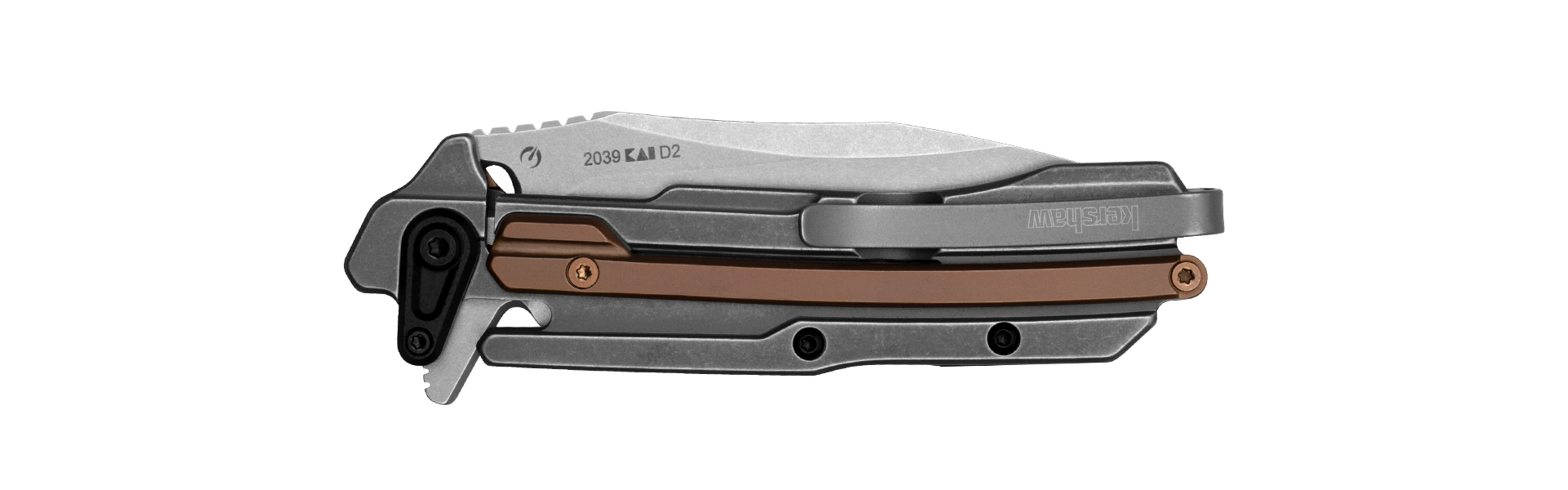 Kershaw Frontrunner KVT Flipper 2.9″ D2 Stonewash Clip Point Blade KS2039