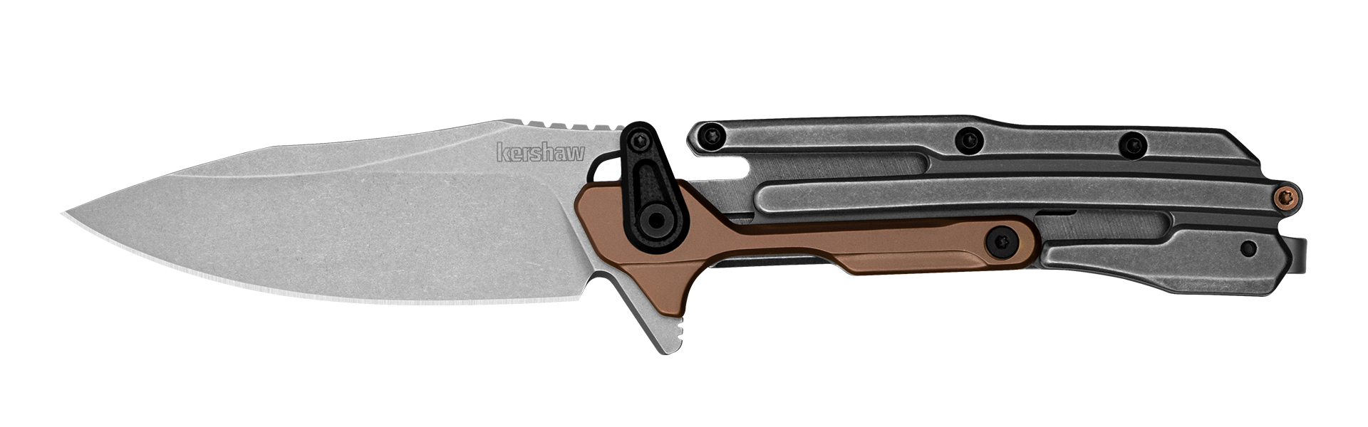 Kershaw Frontrunner KVT Flipper 2.9″ D2 Stonewash Clip Point Blade KS2039